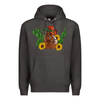 Smoke western horse cowboy hat cactus sunflowers Premium Hoodie - Artiststas