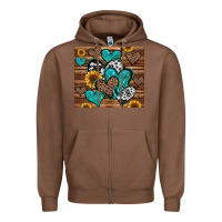 Chestnut turquoise sunflower hearts Zipper Hoodie - Jasminsmagicworld