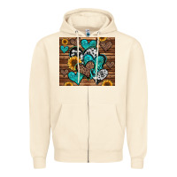 Sandshell turquoise sunflower hearts Zipper Hoodie - Jasminsmagicworld