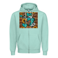 Seafoam turquoise sunflower hearts Zipper Hoodie - Jasminsmagicworld