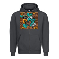 Smoke turquoise sunflower hearts Zipper Hoodie - Jasminsmagicworld