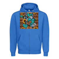 True Royal turquoise sunflower hearts Zipper Hoodie - Jasminsmagicworld