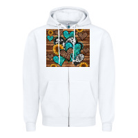 White turquoise sunflower hearts Zipper Hoodie - Jasminsmagicworld