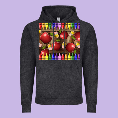 Crayons And Apples Vintage Hoodie Designed By Lillyallendesigns