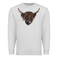 Dove Grey Black highland cow Premium Sweatshirt - RanaPortraitStore