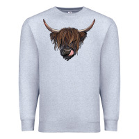 Heather Grey Black highland cow Premium Sweatshirt - RanaPortraitStore