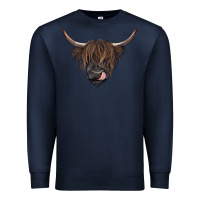 Navy Black highland cow Premium Sweatshirt - RanaPortraitStore