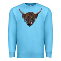 Ocean Blue Black highland cow Premium Sweatshirt - RanaPortraitStore