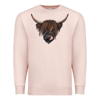 Pale Pink Black highland cow Premium Sweatshirt - RanaPortraitStore