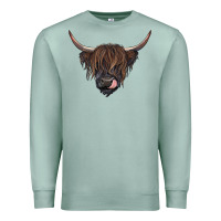 Seafoam Black highland cow Premium Sweatshirt - RanaPortraitStore