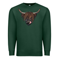 Sports Green Black highland cow Premium Sweatshirt - RanaPortraitStore