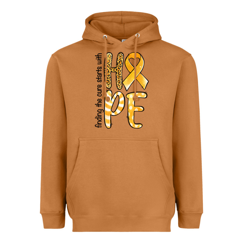 Finding The Cure Starts With Hope Childhood Cancer Awareness Heavyweight Hoodie by Jasminsmagicworld | Teevron