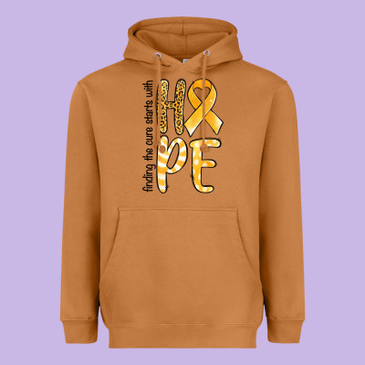 Finding The Cure Starts With Hope Childhood Cancer Awareness Heavyweight Hoodie Designed By Jasminsmagicworld