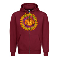 Burgundy Halloween Sunflower Zipper Hoodie - RanaPortraitStore