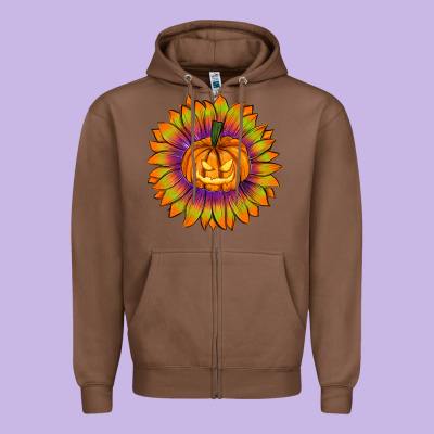 Halloween Sunflower Zipper Hoodie Designed By Ranaportraitstore