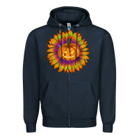 Navy Halloween Sunflower Zipper Hoodie - RanaPortraitStore