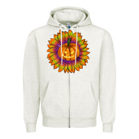 Oatmeal Heather Halloween Sunflower Zipper Hoodie - RanaPortraitStore