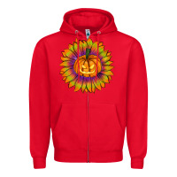 Red Halloween Sunflower Zipper Hoodie - RanaPortraitStore