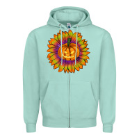 Seafoam Halloween Sunflower Zipper Hoodie - RanaPortraitStore