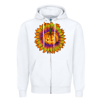 White Halloween Sunflower Zipper Hoodie - RanaPortraitStore