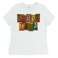 White merry mama Ladies Tee - FaDigitalArtStudio