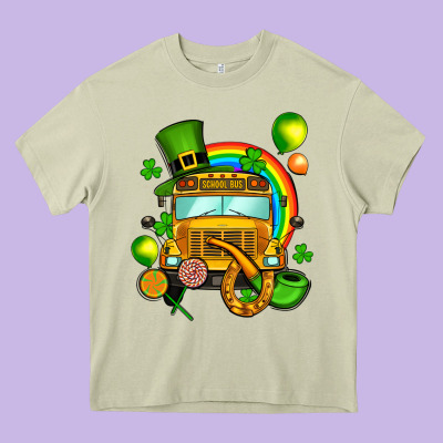 St. Patrick's School Bus Heavy Core Tee Designed By Oliviacreatesart
