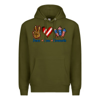 Army Green Peace Love Fireworks Premium Hoodie - Jasminsmagicworld