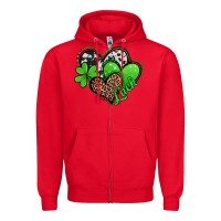 Red st patricks day hearts Zipper Hoodie - Jasminsmagicworld