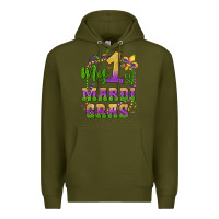 Army Green my first mardi gras glitter fleur de lis Premium Hoodie - Artiststas