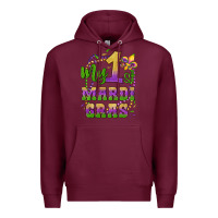 Burgundy my first mardi gras glitter fleur de lis Premium Hoodie - Artiststas