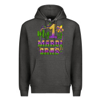 Charcoal Heather my first mardi gras glitter fleur de lis Premium Hoodie - Artiststas