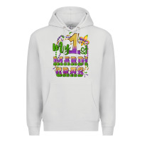 Dove Grey my first mardi gras glitter fleur de lis Premium Hoodie - Artiststas