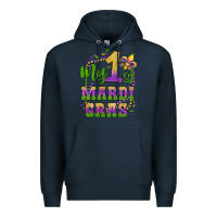 Navy my first mardi gras glitter fleur de lis Premium Hoodie - Artiststas