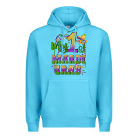 Ocean Blue my first mardi gras glitter fleur de lis Premium Hoodie - Artiststas
