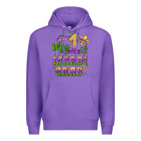 Purple my first mardi gras glitter fleur de lis Premium Hoodie - Artiststas