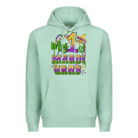Seafoam my first mardi gras glitter fleur de lis Premium Hoodie - Artiststas