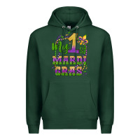 Sports Green my first mardi gras glitter fleur de lis Premium Hoodie - Artiststas