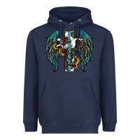 Navy western wings cross blessed Heavyweight Hoodie - RanaPortraitStore
