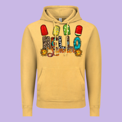 Hello Summer Vintage Hoodie Designed By Racoondesign