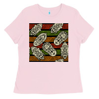 Bubblegum Pink african mask seamless pattern Ladies Tee - BundleAndBundleShop