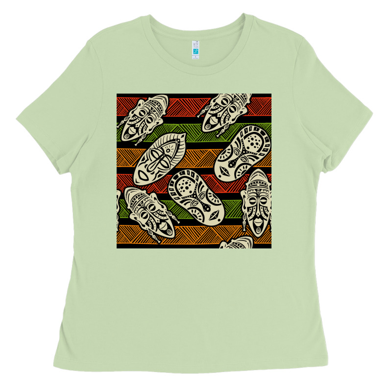 African Mask Seamless Pattern Ladies Tee by BundleAndBundleShop | Teevron
