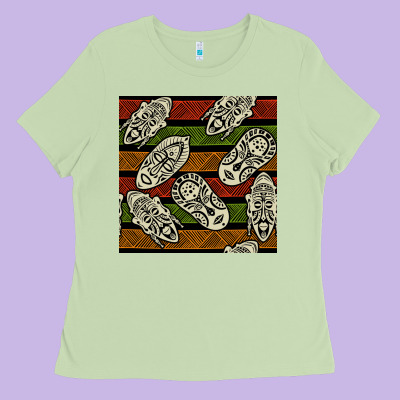 African Mask Seamless Pattern Ladies Tee Designed By Bundleandbundleshop