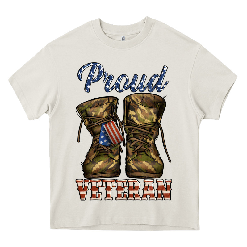 Proud Veteran Camo Shoes Heavy Core Tee by Jasminsmagicworld | Teevron