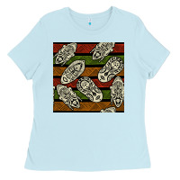 Baby Blue african mask seamless pattern Ladies Tee - BundleAndBundleShop