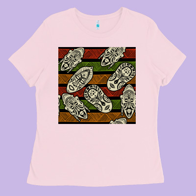 African Mask Seamless Pattern Ladies Tee Designed By Bundleandbundleshop