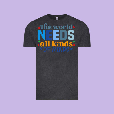The World Needs All Kinds Of Minds Vintage Tee Designed By Cowhidedigitalart