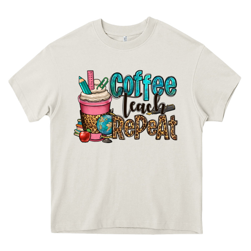 Coffee Teach Repeat Heavy Core Tee by OliviaCreatesArt | Teevron