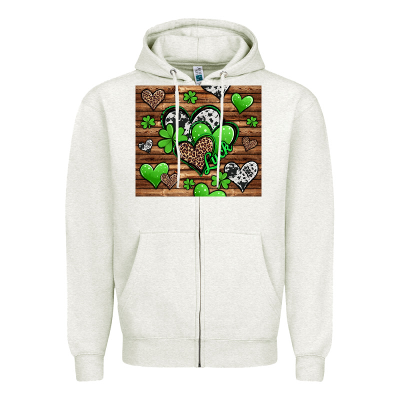St Patricks Day Hearts Zipper Hoodie by Jasminsmagicworld | Teevron