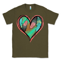 Army Green Feather Heart Classic Tee - Jasminsmagicworld