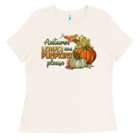 Bone autumn leaves and pumpkins please Ladies Tee - BundleAndBundleShop